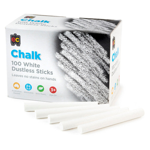 Educational Colours Chalk Dustless Sticks Box of 100 White