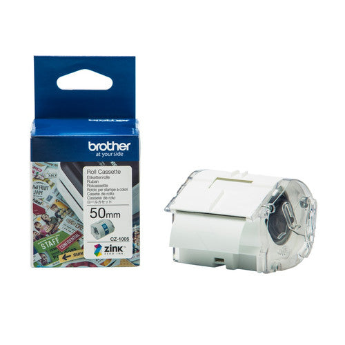 Brother CZ1005 Label Roll Tape Cassette 50mm x 5m White