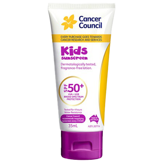 Cancer Council SPF50 Plus Kids Sunscreen Tube 35mL compact pocket-size kids SPF50 sunscreen