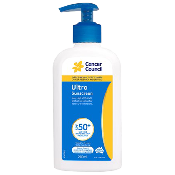 Cancer Council SPF50+ Ultra Sunscreen Pump 200mL individual SPF50+ sunscreen
