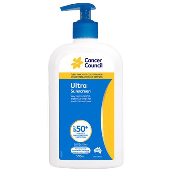 Cancer Council SPF50+ Ultra Sunscreen Pump 500mL high-volume SPF50+ sunscreen