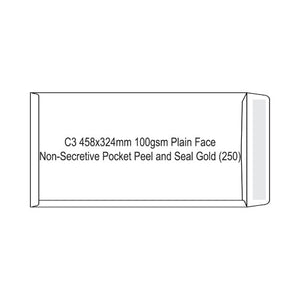 Candida C3 gold peel and seal envelopes 100gsm plain face pocket style 458x324mm box of 250