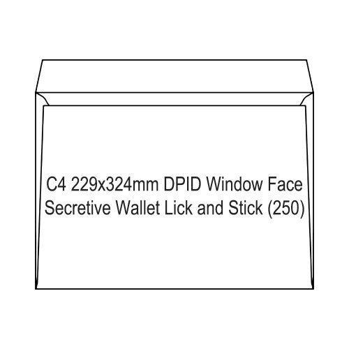Candida C4 229x324mm 100gsm white DPID window envelope, lick-and-stick seal, box of 250