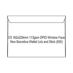 Candida C5 Envelopes 113gsm DPID Window Non-Secretive Lick and Stick 162x229mm Box of 500 - image 1