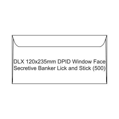 Candida DLX 120x235mm DPID window secretive banker envelope, white, lick-and-stick, box of 500
