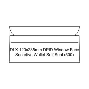 Candida DLX self-seal window envelope 120x235mm front view showing DPID window
