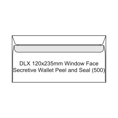 Candida DLX 120x235mm white window envelope with peel and seal closure