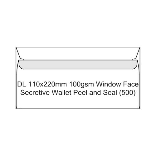 Candida DL white window envelope 110x220mm peel-and-seal closure, front view