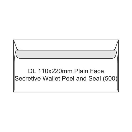 Candida DL plain face peel and seal envelopes 110x220mm box of 500