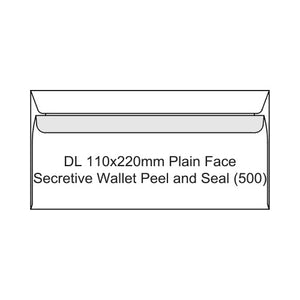 Candida DL plain face peel and seal envelopes 110x220mm box of 500