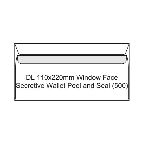 Candida DL 110x220mm white window peel and seal envelopes box of 500