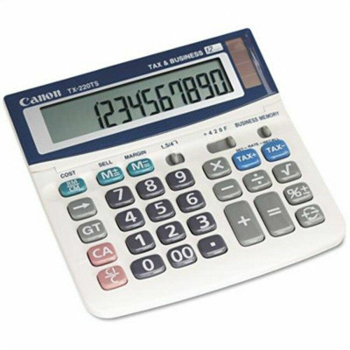 Canon TX220TS 12 digit desktop calculator with adjustable LCD display and dual solar and battery power