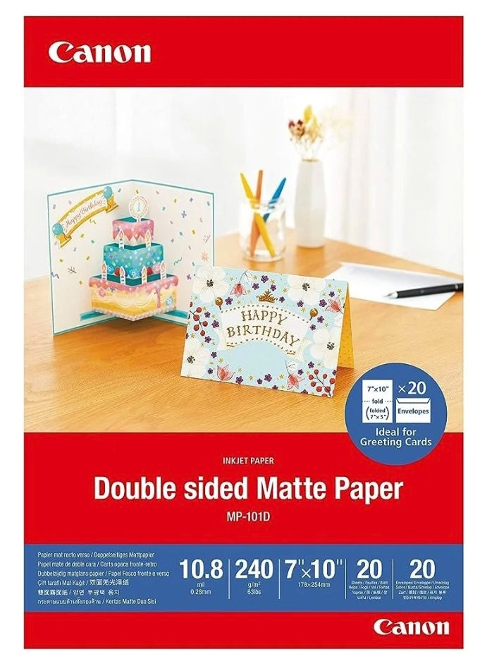 Canon Double-Sided Matte Greeting Card Paper 7x10 20 Pack with Envelopes - image 1
