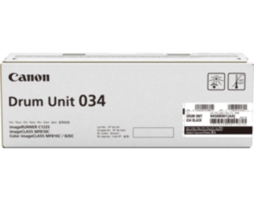 Front view of Canon CART034BKD black drum unit suitable for Canon MF810CDN