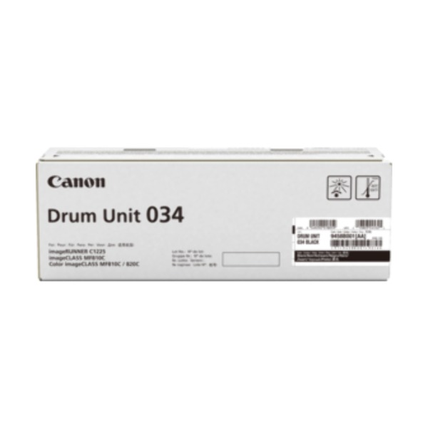 Front view of Canon CART034BKD black drum unit suitable for Canon MF810CDN