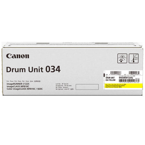 Canon yellow drum unit CART034YD - front view of OEM printer consumable