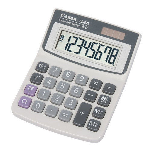 Canon LS-82ZBL compact 8-digit desktop calculator with angled display and large rounded keys