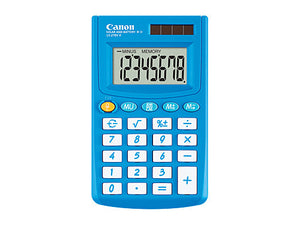 Canon LS-270VIIB blue handheld calculator with 8-digit tilt display and champagne-finish recycled plastic casing