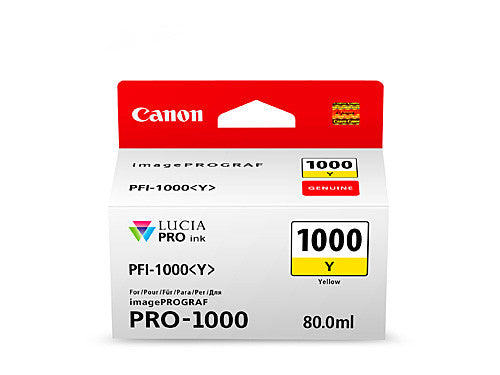 Canon PFI-1000Y genuine yellow Lucia PRO pigment ink cartridge for imagePROGRAF PRO-1000 wide format printers