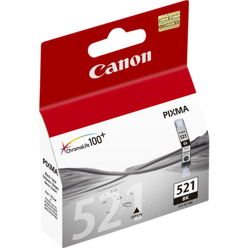 Canon CLI-521BK genuine OEM black ink cartridge, 9ml, for Canon PIXMA inkjet printers