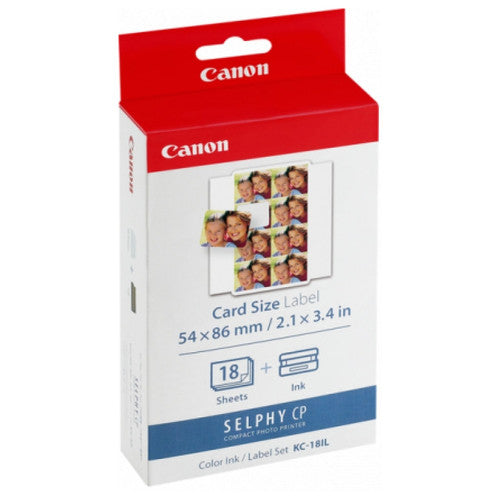 Canon KC-18IL mini stickers colour ink and label pack with 18 card sheets for Selphy CP780 and CP790 printers