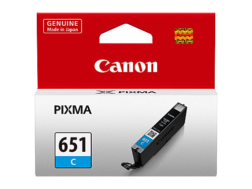 Canon CLI-651C genuine cyan inkjet cartridge for Canon Pixma printers, standard yield 332 pages