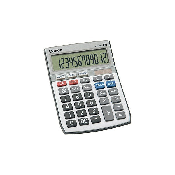Canon LS-121TS 12-digit solar-powered desktop tax calculator with tilting LCD display