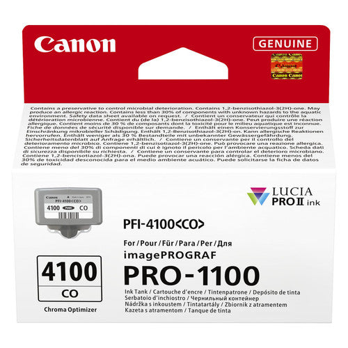 Canon 80ml PFI-4100 CO ink cartridge showing clear Chroma Optimiser label