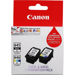 Canon PG-645XL and CL-646XL high yield ink cartridge twin pack containing one black and one colour cartridge for Canon PIXMA printers