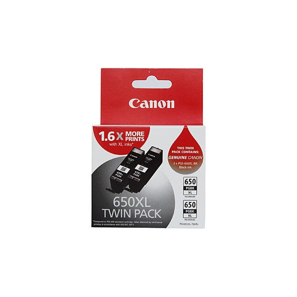 Canon PGI-650XLBK high yield black ink cartridge twin pack for Canon PIXMA printers