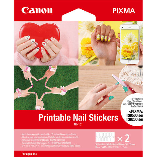 Canon NL-101 printable nail sticker sheets, 10.8 x 4.85cm, 2 sheets with 24 stickers for Canon PIXMA printers