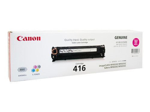 Canon CART-416M Magenta Toner Cartridge front view showing magenta colour indicator