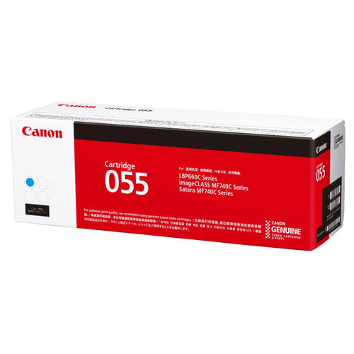 Canon CART055C genuine cyan toner cartridge for imageCLASS laser printers, rated for up to 2100 pages