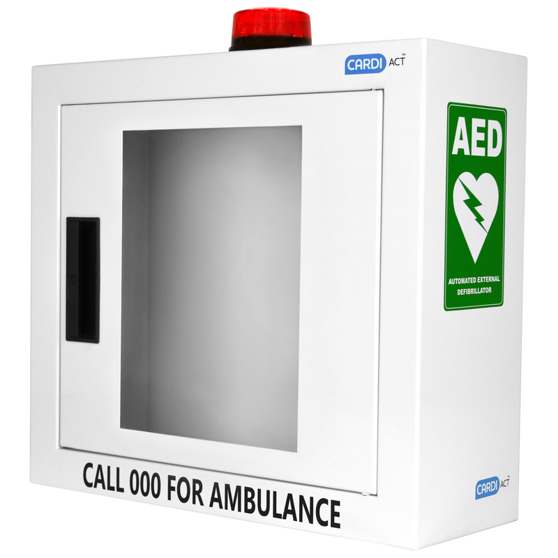 CardiAct Alarmed AED Cabinet with Strobe Light 42x38x15.5cm high-visibility AED cabinet