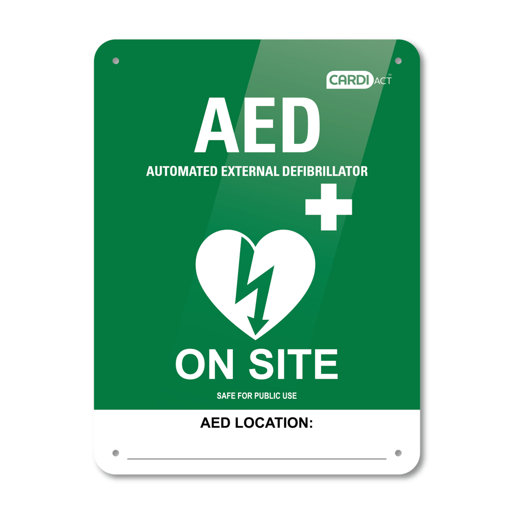 CardiAct Poly AED On Site Sign 22.5x30cm weatherproof AED location sign