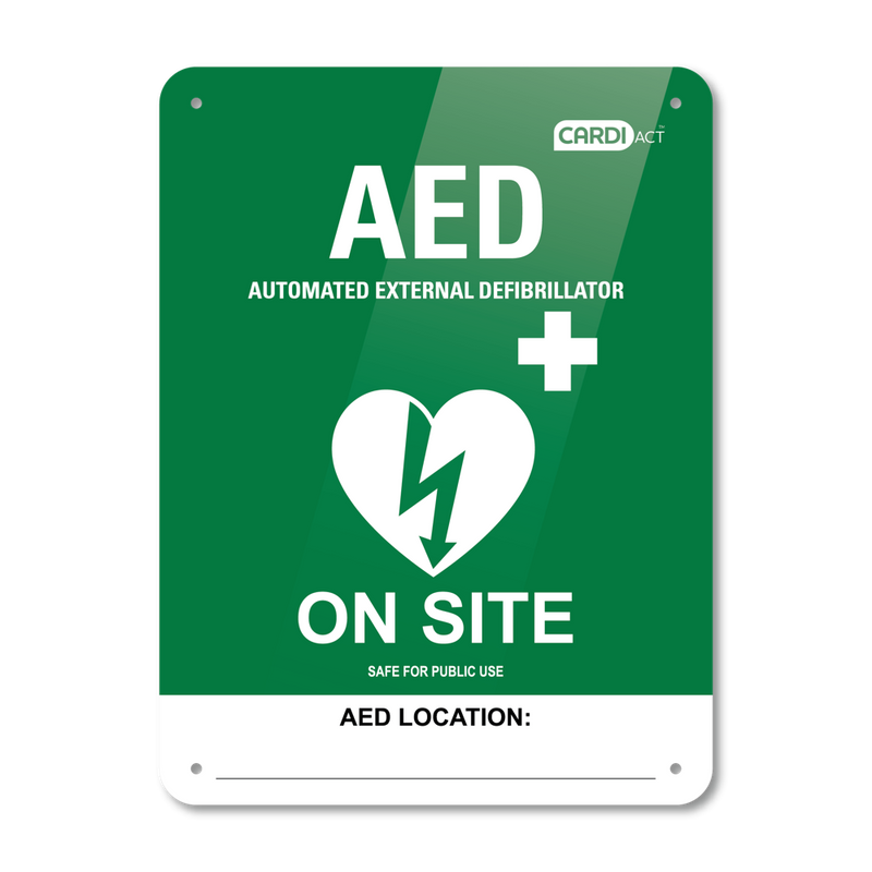 CardiAct Poly AED On Site Sign 22.5x30cm weatherproof AED location sign