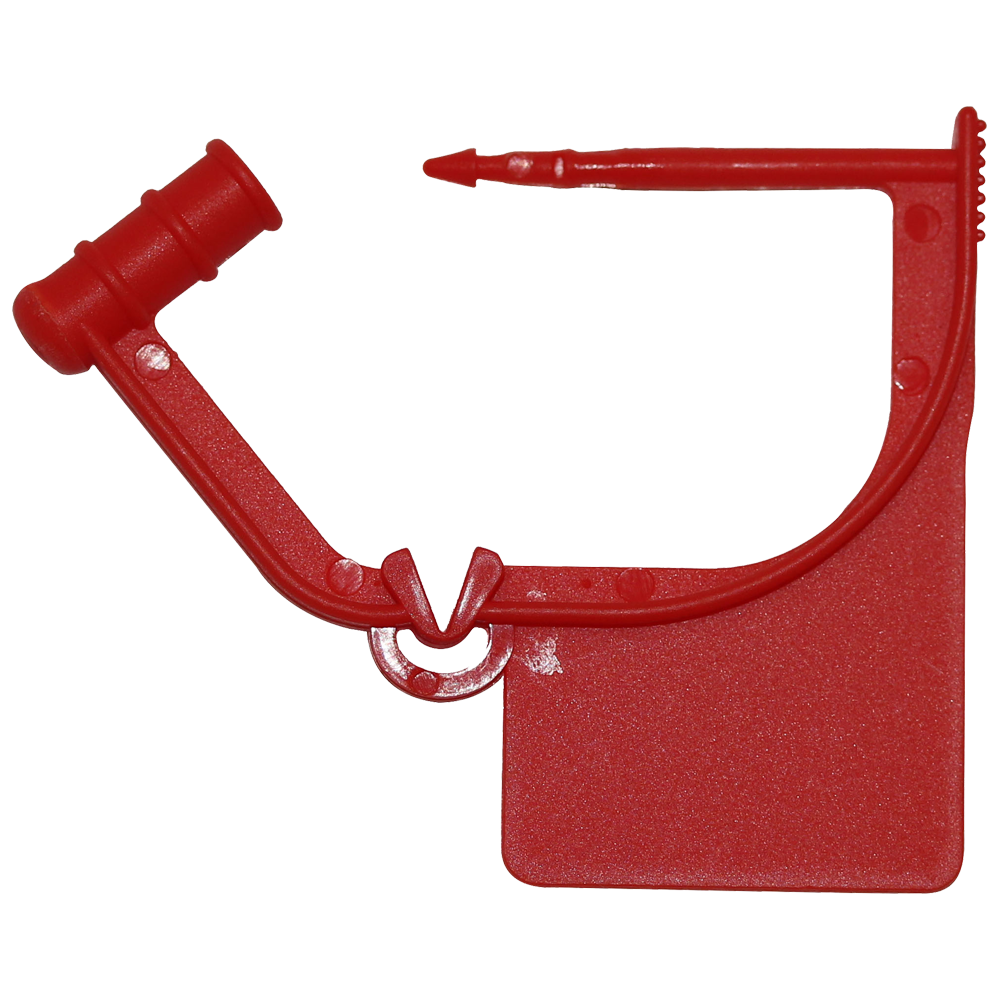 CardiAct Small Red Plastic Safety Seal tamper-evident seal for AED cabinets and first aid equipment compliance