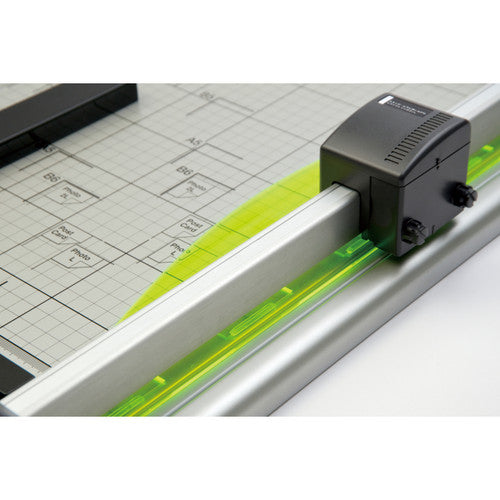Front view of Carl DC210N showing luminous ABS pressing guide and blade rail