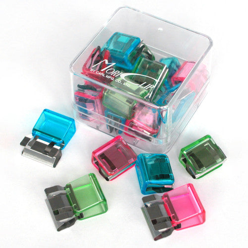 Carl MC53A Mori Clip Medium assorted translucent colours pack of 18 on white background