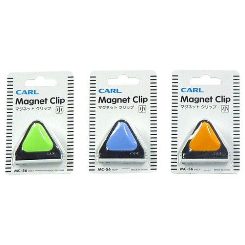 Blue Carl MC56 magnetic clip holding papers on a whiteboard surface