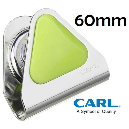 Carl MC57 Large Green magnetic clip front view showing stainless steel construction and green colour