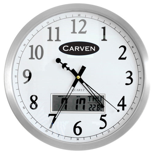Carven Wall Clock 350mm Aluminium Frame with LCD Date - image 1