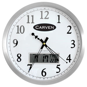 Carven Wall Clock 350mm Aluminium Frame with LCD Date - image 1