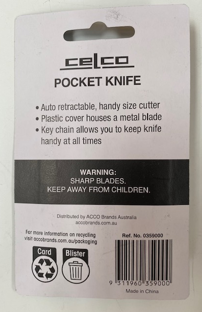 Celco Knife Cutter Pocket Yellow