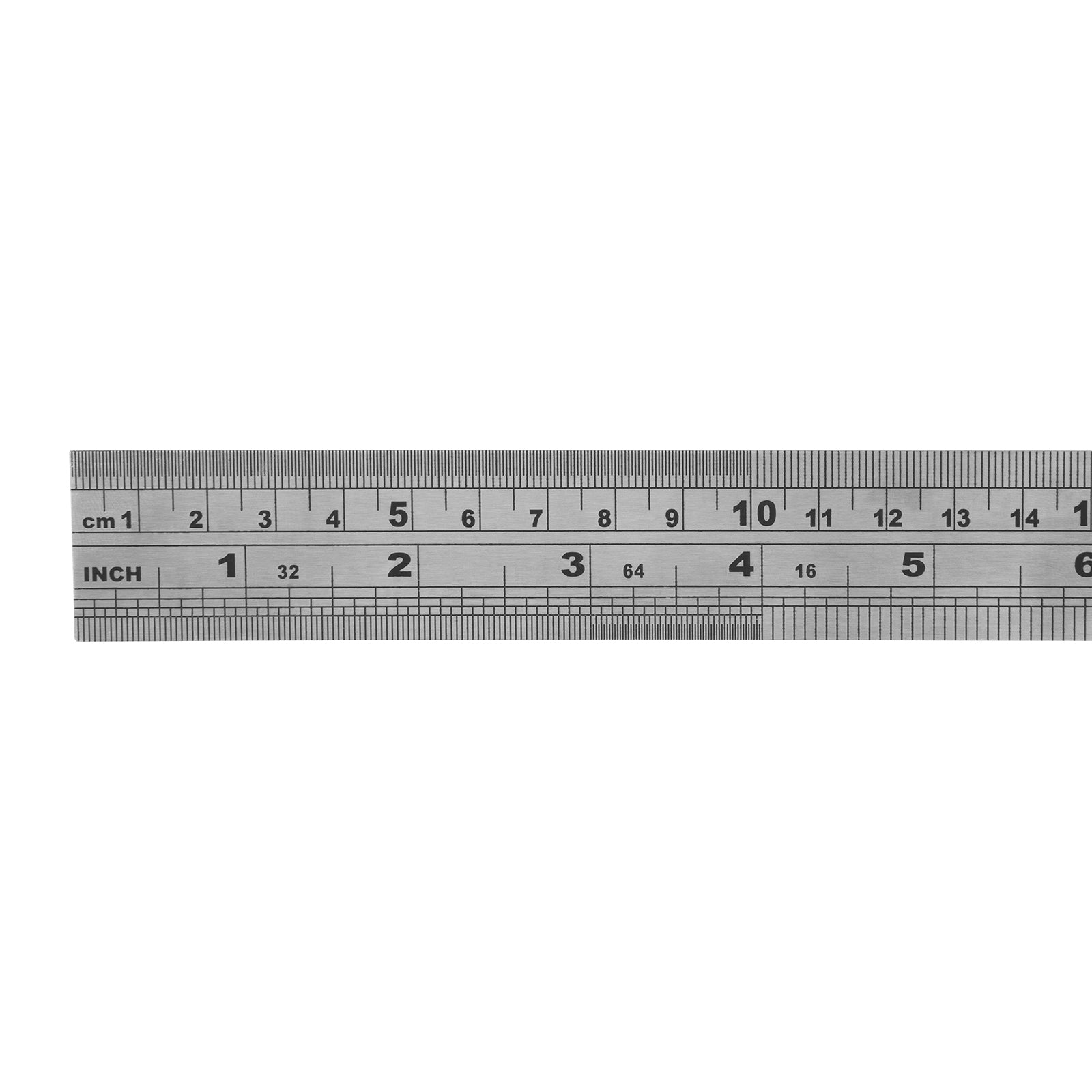 Close up product image highlighting the precision etched metric and imperial graduations on the Celco 45cm stainless steel ruler. The detailed markings clearly demonstrate the ruler's accuracy and high quality stainless steel finish against a clean white background.