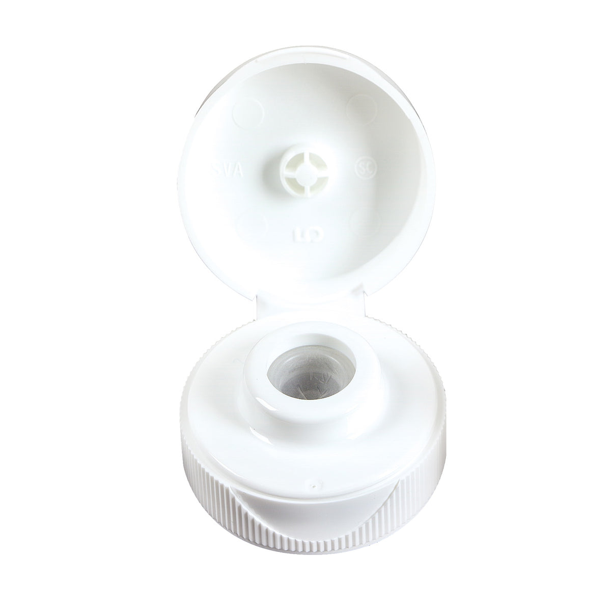 Chroma Chromacryl Silicone Valve Cap: white ribbed screw cap with raised spout and valve insert, hinged flip lid open