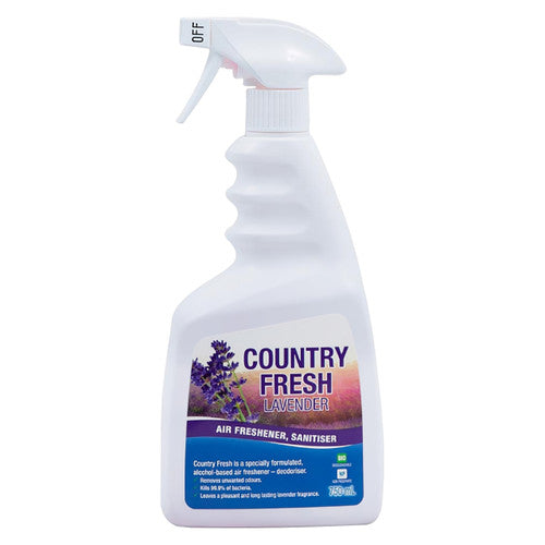Clean Plus Country Fresh Lavender Air Freshener 750ml bottle, pack of 12, alcohol-based deodoriser for commercial and healthcare use