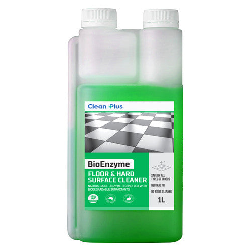 Clean Plus Bioenzyme Floor and Hard Surface Cleaner 1L bottles, pack of 6, natural multi-enzyme biodegradable formula