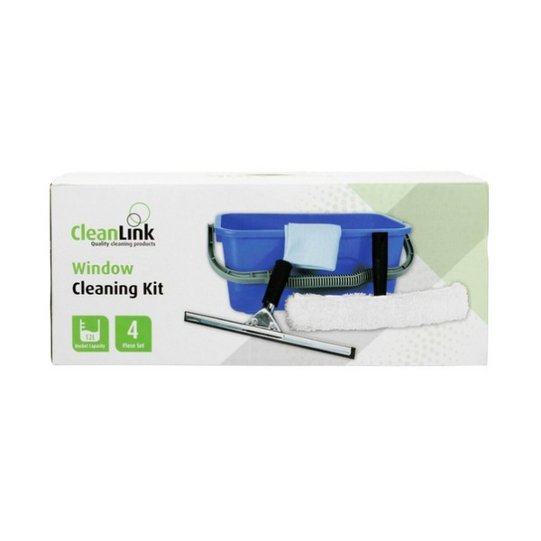 Cleanlink 12021 window cleaning kit components showing T-bar squeegee and channel for streak-free commercial window cleaning