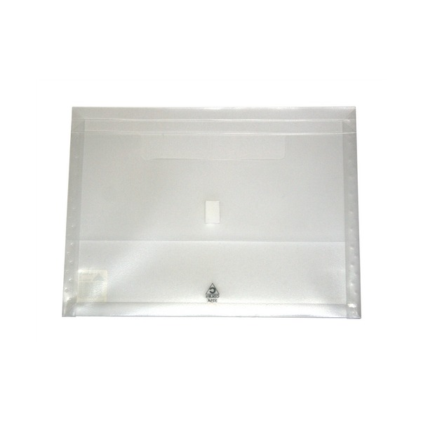 Colby 325A clear translucent A4 polywally wallet with hook and loop closure, pack of 12